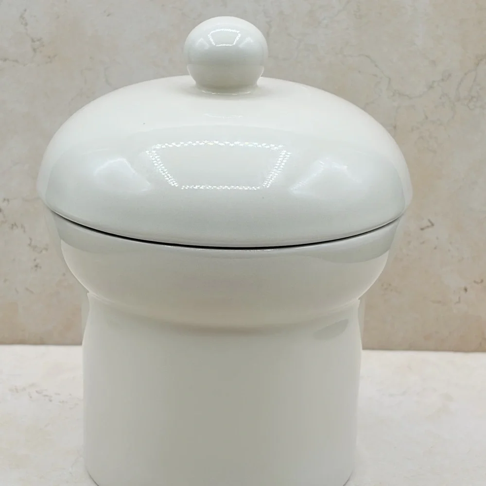 Ikea Off White Spinnarhaj Covered Stoneware Jar Retro Design Highly Collectible